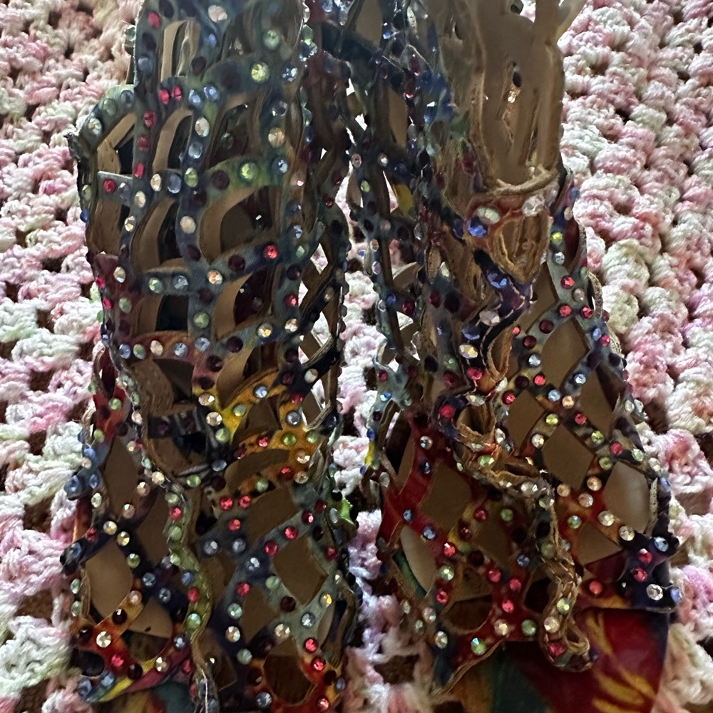 Multicolor Embellished Women's Heels